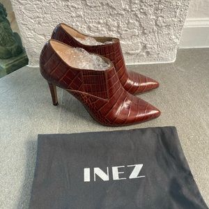 NEW INEZ MARISOL in COCOA CROCO BOOTIE